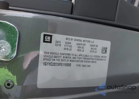 2015 Chevrolet Corvette Stingray from USA, damaged, VIN 1G1YC2D7XF5116856